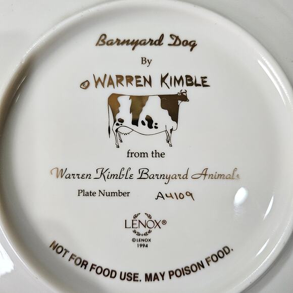 Vintage 90s Warren Kimble Barnyard Animals Decorative Plate "Barnyard Dog" - Picture 5 of 6